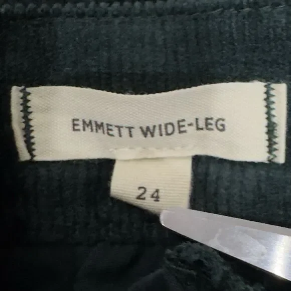 Madewell Emmett Wide-Leg Corduroy Pants Green Size 24 High Rise Cotton - Picture 4 of 10
